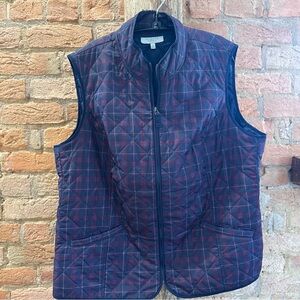 Talbots Navy Plaid Quilted Vest